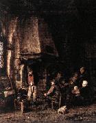 OSTADE, Adriaen Jansz. van Interior of a Farmhouse with Skaters ag oil painting on canvas